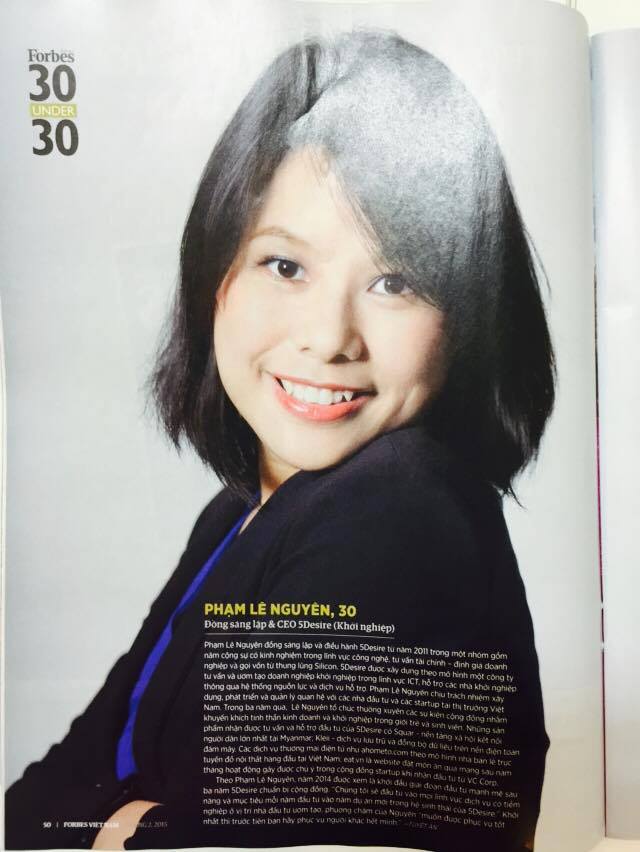Pham Le Nguyen - Full page Forbes Vietnam 30under30 